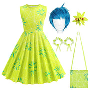 New Joy Inside Cosplay Out Dress Girls Birthday Carnival Party Outfit Children Halloween Role Playing Print Clothing
