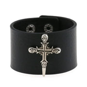 Hip Hop Rock PU Leather Bracelet Men and Women Punk Spikes Rivets Skull Heart Cross Creative Party Bracelet Jewelry Accessories