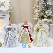 Christmas Tree Toppers Girl Shaped Ornament Angeled Statue Plush with feather Wing  Angeled Decorations for Party Supplies