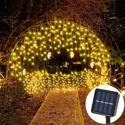 Solar Christmas Decorations Light Outdoor Waterproof Fairy String Curtain Lights for Xmas Eaves Window Party Yard Garden Indoor