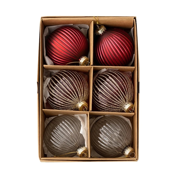 Set/6pcs Christmas Bauble,Glass Balls Ornaments Perfect for Tree Decoration Beautiful Hangers Decors Eye-catching Accent