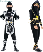Boys Girls Ninja Cosplay Costume for Kids Anime Samurai Costume Kung Fu Dragon Ninja Jumpsuit With Weapon Outfit Party Halloween