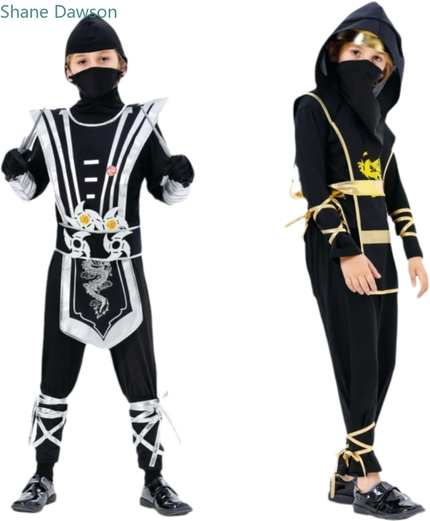 Boys Girls Ninja Cosplay Costume for Kids Anime Samurai Costume Kung Fu Dragon Ninja Jumpsuit With Weapon Outfit Party Halloween