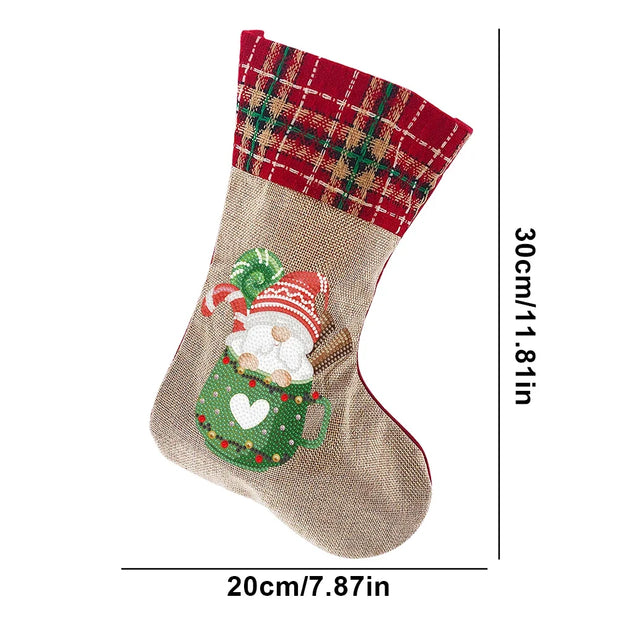 Christmas Decor Diamond Art Kits Xmas Penguin Diamond Present Stockings Xmas Elk Diamond Painting Stocking DIY for Holiday Favor