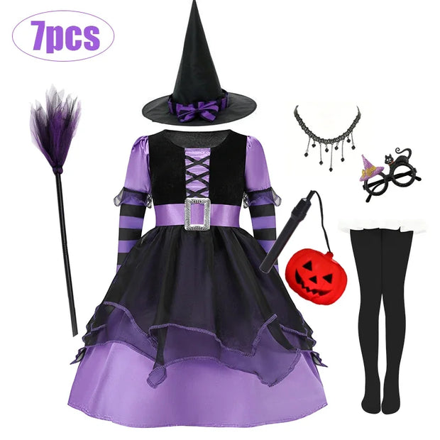 Girls Cospaly Ghost Bride Black Red Costume Kids Corpse Bride Costumes Children Vampire Toddler Punky Halloween Witch Costume