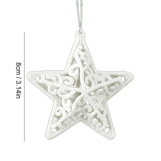 White Christmas Tree Hanging Ornaments Heart Star Bell Shapes Party Decorations Ornament for Christmas Winter Holiday New Year