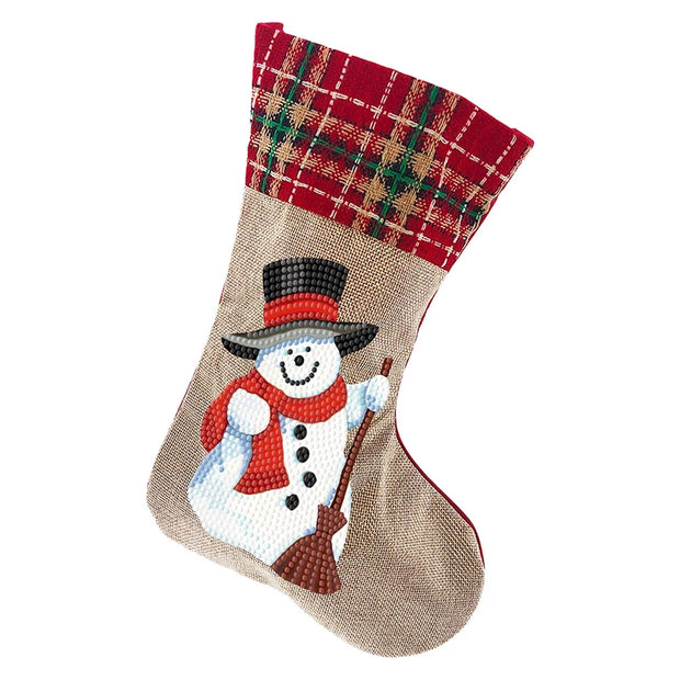 Christmas Decor Diamond Art Kits Xmas Penguin Diamond Present Stockings Xmas Elk Diamond Painting Stocking DIY for Holiday Favor