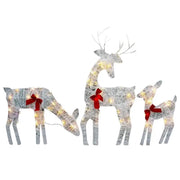 Lighted Deer Christmas Outdoor Decoration Reindeer Family Moose Lighted Holiday Display with Bell Bow Deer Lawn Garden Decor