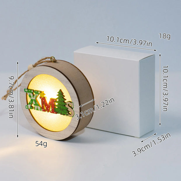 Christmas Wood Luminous Light Pendant Tabletop Decoration Christmas Ornament Holiday Home Wooden Christmas Tree Decoration