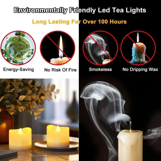 Flameless Flickering LED Tea Lights with Remote Control 200+Hour Electronic Candles for Votive Wedding Christmas Halloween Decor