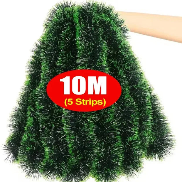60/2M Christmas Tinsel Ribbons Garland Green Cane Wreath Xmas Tree Hanging Pendent Ornaments Wedding Party Home Decor Supplies