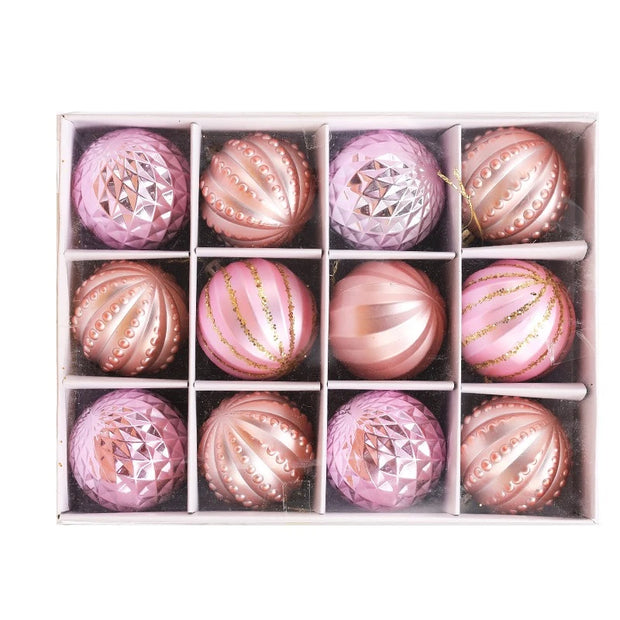 6cm 12/16pcs Christmas Ball Ornaments Printed Purple Red Christmas Tree Party Decoration New Year Christmas Spheres Pendant 2025