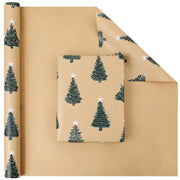 Festive green Christmas wrapping paper with tree pattern - perfect for holiday gift wrapping and party decorations, 17 x 118.1in