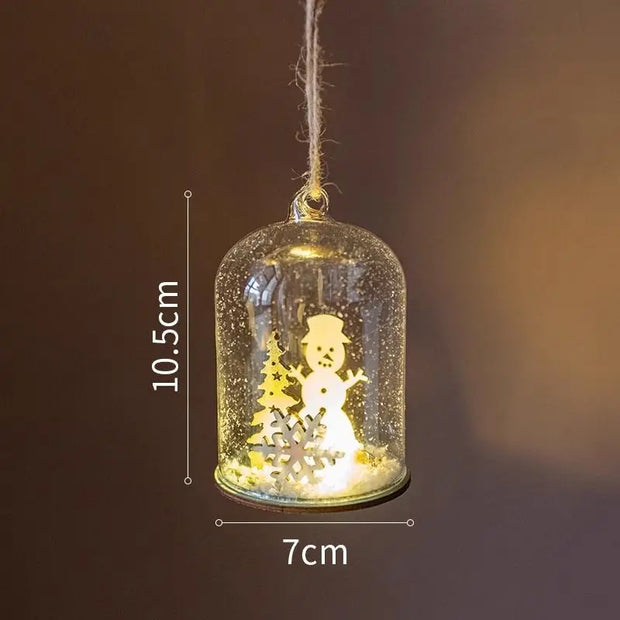 Luminous Lamp Hanging Decorations Christmas Ornaments Glass Lamp Balls Hanging Balls Santa Claus Reindeer Snowman Ornaments