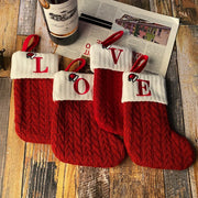 Christmas Stockings Xmas Gift Knitting Socks Pendant Red A-Z Letter Hanging Stock Christmas Tree Decor Ornament Navidad Gift Bag