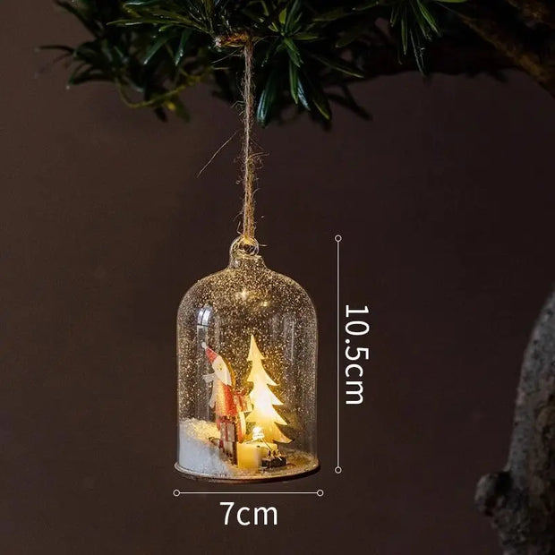 Luminous Lamp Hanging Decorations Christmas Ornaments Glass Lamp Balls Hanging Balls Santa Claus Reindeer Snowman Ornaments