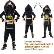 Boys Girls Ninja Cosplay Costume for Kids Anime Samurai Costume Kung Fu Dragon Ninja Jumpsuit With Weapon Outfit Party Halloween