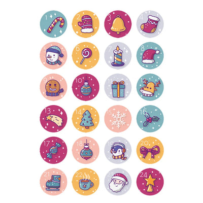 Christmas Countdown Stickers | Advent Calendar Labels | Gift Wrapping Decals | Self-Adhesive Tags | DIY Holiday Countdown Kit