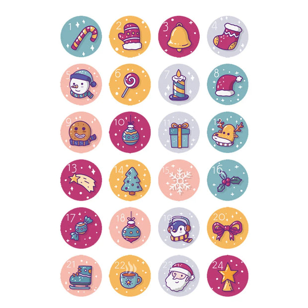 Christmas Countdown Stickers | Advent Calendar Labels | Gift Wrapping Decals | Self-Adhesive Tags | DIY Holiday Countdown Kit