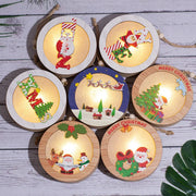 Christmas Wood Luminous Light Pendant Tabletop Decoration Christmas Ornament Holiday Home Wooden Christmas Tree Decoration