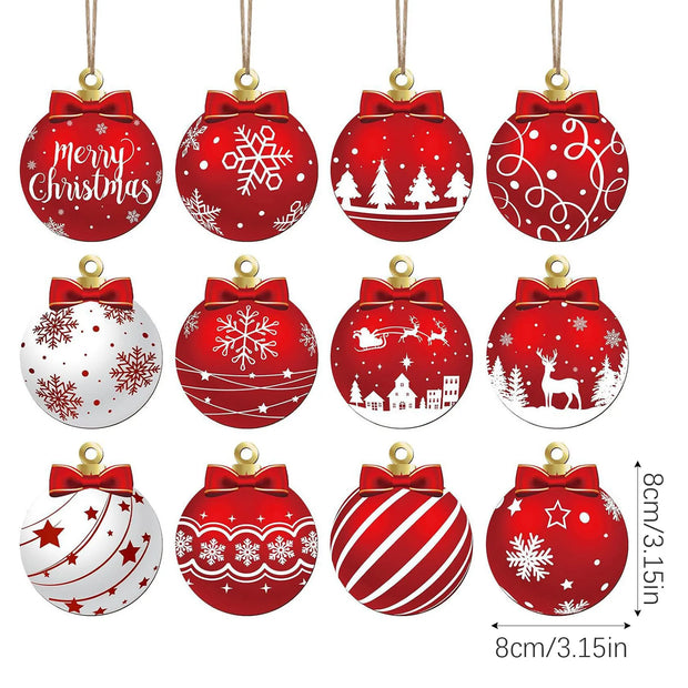 8/6/5/4/3cm Christmas Balls Black White Hand-Painted Hanging Ball Xmas Tree Pendants Ornaments Home Decor 2025 New Year Gifts