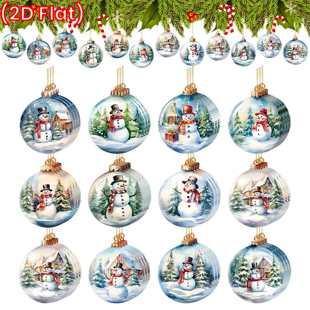 Christmas Snow Scene Wooden Pendants Merry Christmas Decorations for Home 2025 Navidad Natal Xmas Tree Hanging Ornament New Year