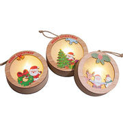 Christmas Wood Luminous Light Pendant Tabletop Decoration Christmas Ornament Holiday Home Wooden Christmas Tree Decoration
