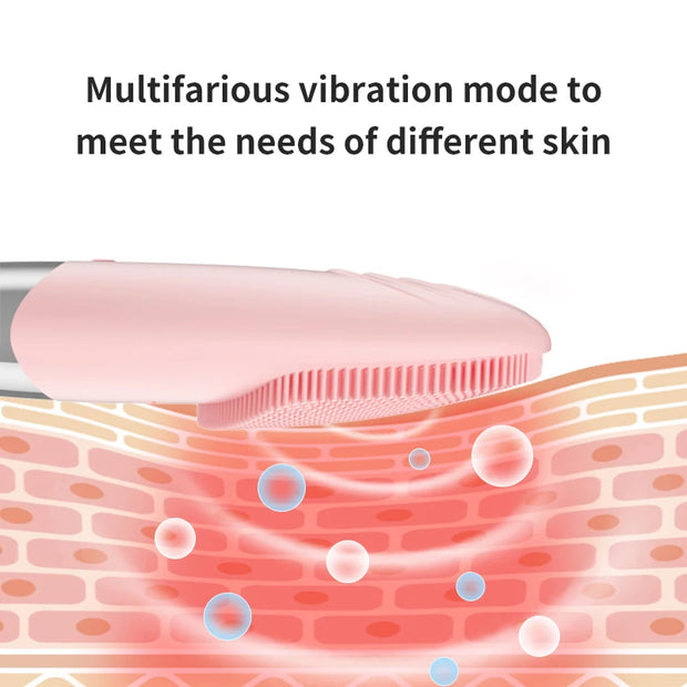 Electric Facial Cleansing Brush Silicone Sonic Face Cleaner Motor Ultrasonic Cleaning Intelligent Facial Cleansing Massage Tool