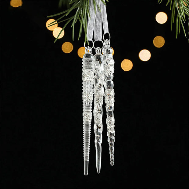 Transparent Christmas Hanging Decoration Snowflake Candy Star Crown Christmas Tree Ornament Acrylic Shopwindow