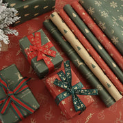 1/6pcs Christmas Wrapping Paper Vintage Kraft Paper Christmas Tree Snowflake Pattern Gift Wrapping Paper Bouquet Wrapping Paper