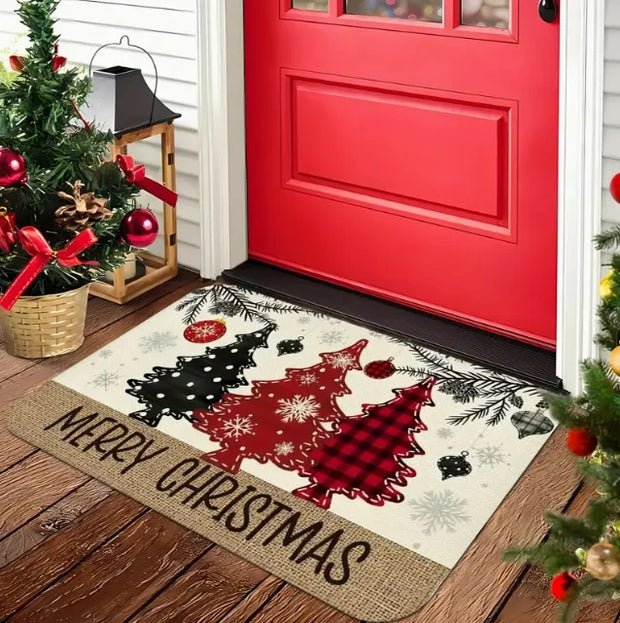 Christmas Gingerbread Man Welcome Door Mat Front Door Mat Outdoor Entrance Mat with Christmas Door Mat Home Decor Check-in Gift
