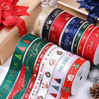 10 Yards/Roll Christmas Series Ribbon Festive Atmosphere Tree Decoration Xmas Gifts Packaging DIY Handmade material Cake Baking