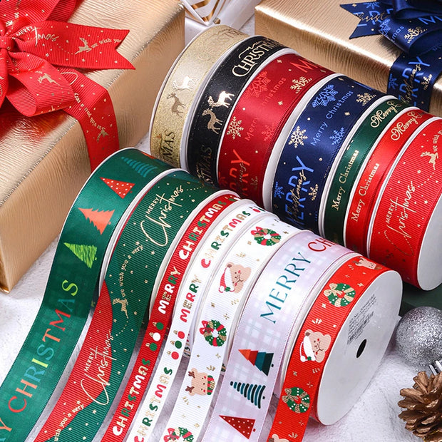 10 Yards/Roll Christmas Series Ribbon Festive Atmosphere Tree Decoration Xmas Gifts Packaging DIY Handmade material Cake Baking