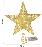 LED Christmas Tree Topper Star Lights Battery Powered Living Room Garden Party Decoration New Year 2025 Christmas Tree Lights
