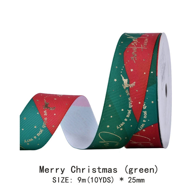 10 Yards/Roll Christmas Series Ribbon Festive Atmosphere Tree Decoration Xmas Gifts Packaging DIY Handmade material Cake Baking