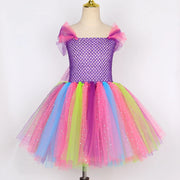 Girls Butterfly Fairy Tutu Dress with Wings Set Glitter Girls Rainbow Tulle Princess Dress Kids Halloween Birthday Party Costume