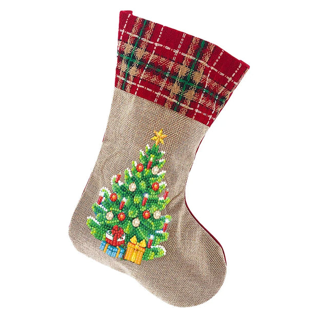 Christmas Decor Diamond Art Kits Xmas Penguin Diamond Present Stockings Xmas Elk Diamond Painting Stocking DIY for Holiday Favor