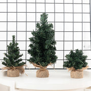 Mini Christmas Trees Green Artificial Plants Home Desktop Ornaments Window Christmas Artificial Potted Plants Burlap Decoration