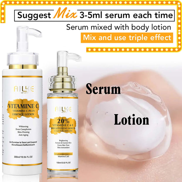 AILKE Lightening Body Cream, with Vitamin C, Hyaluronic Acid, Shea Butter, Spots Treatment, Uneven Skin Tone, Deeply Hydration