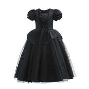 Maleficent Costume for Girls Halloween Witch Cosplay Black Witch Short Sleeve Cute New Horror Dress Accessories Set