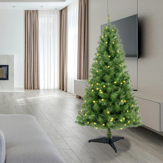 4ft Prelit Christmas Tree, 100 Warm White LEDs, 241 PVC Tips, Norwood Spruce, Easy Indoor Assembly, Stand.