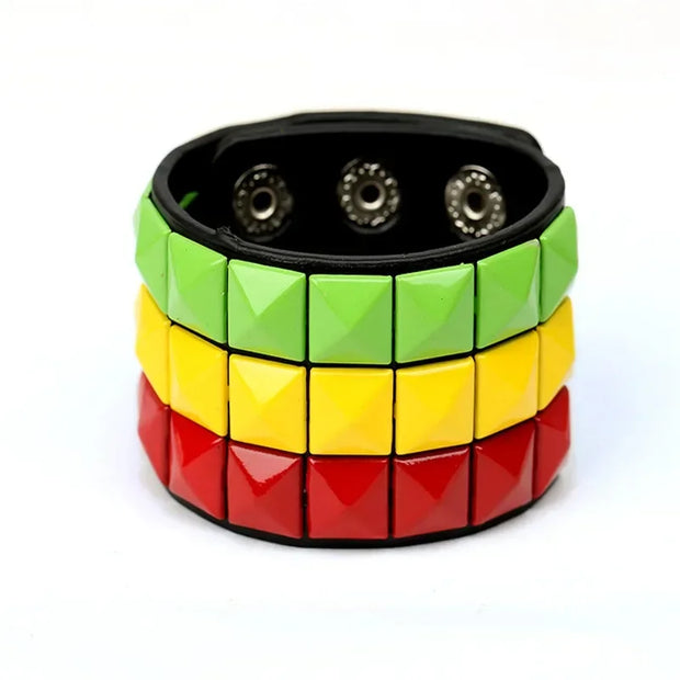Hip Hop Rock PU Leather Bracelet Men and Women Punk Spikes Rivets Skull Heart Cross Creative Party Bracelet Jewelry Accessories