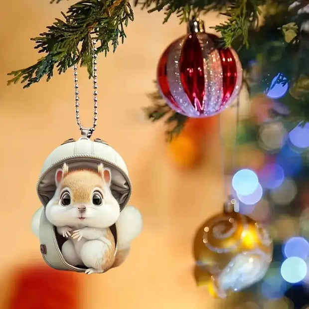 Christmas Modern Home Decoration,Car Pendant Hanging Ornament2d Acrylic Funny Cat Christmas Tree Ornament Cat Acrylic Ornament