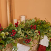 Christmas decoration 6.3ft Xmas Garland Artificial Berries Garland Holiday Xmas cabinet, table Artificial leaf decor wreath