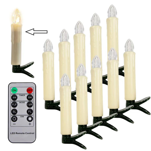LED electronic candle simulation smokeless large tea wax light Christmas holiday range decoration with remote control 10Pcs set