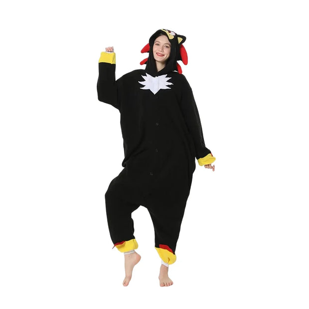 Anime Jumpsuit Cartoon Sleepwear Shadow Hedgehog Pajama Party Halloween Performance Suit Blue Home Wear Hooded Cosplay Costumes