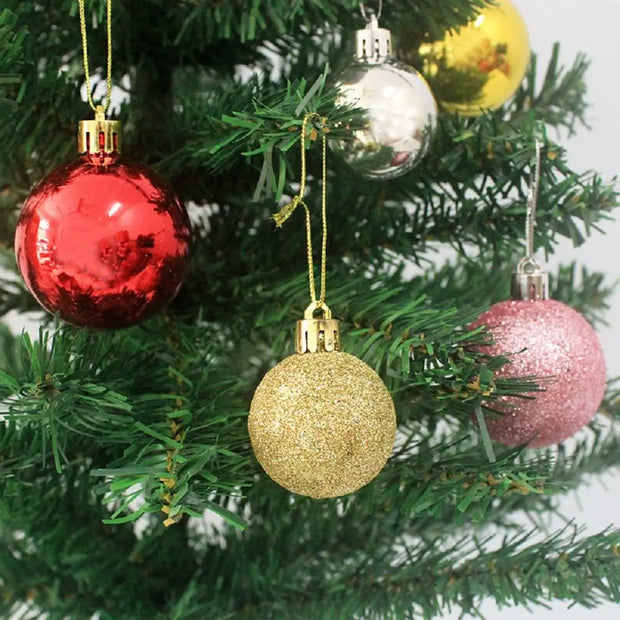 New 3/4/6/8cm Christmas Ball Ornaments Set Painted Plastics Christmas Tree Pendant Decoration Christmas Decoration Accessories