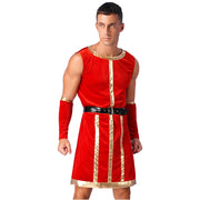 Mens Roman Spartan Gladiator Warrior Costume Ancient Greek Mythology God Toga Fancy Dress Up Halloween Cosplay Costumes