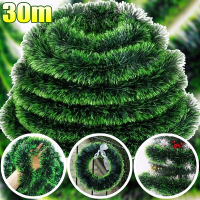 Christmas Tinsel Garland Ribbons Ornaments Xmas Tree Hanging Pendent Ribbon Indoor Stair Fireplace Windows Decoration Wreath