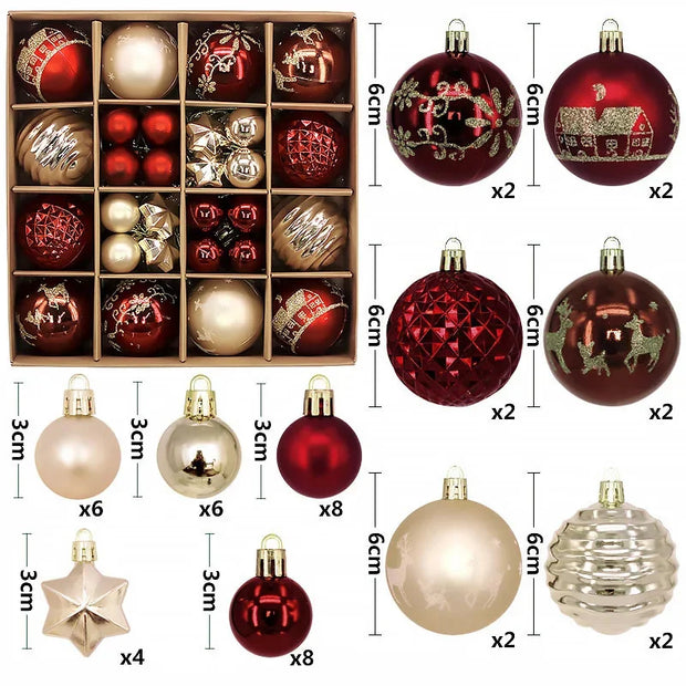 Christmas Tree Decoration 42PCS 6CM Balls Ornaments Set For Xmas Hanging Holiday Home Supplies Christmas Year Party Gifts New